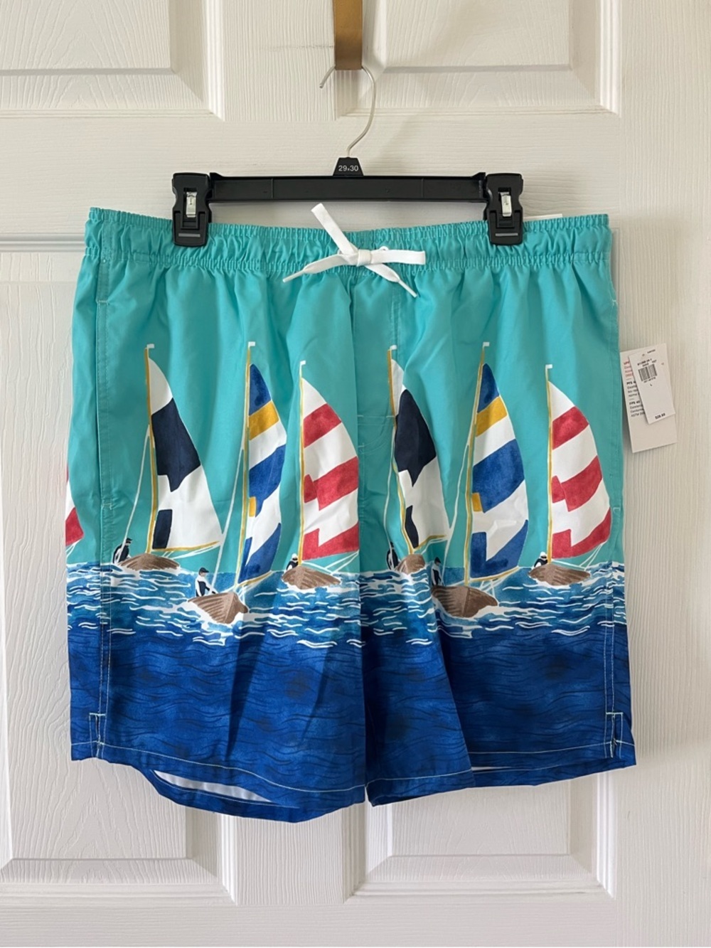 Old Navy Men's Turquoise & Navy Sailboat Swim Trunks